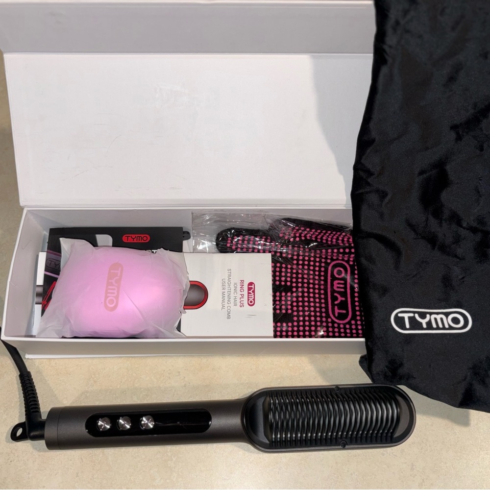 TYMO Black Hair Straightening Brush - Black/Pink Accessories